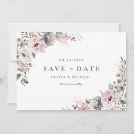 Dusty roze roze boho floral save the date