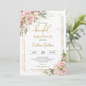 Dusty roze rozen bloemen knipperen goud geometrisc kaart (Staand voorkant)