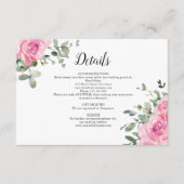 Dusty Roze Rozen Eucalyptus Bruiloft Details Informatiekaartje (Voorkant)