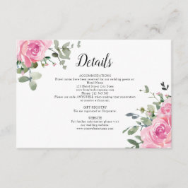 Dusty Roze Rozen Eucalyptus Bruiloft Details Informatiekaartje