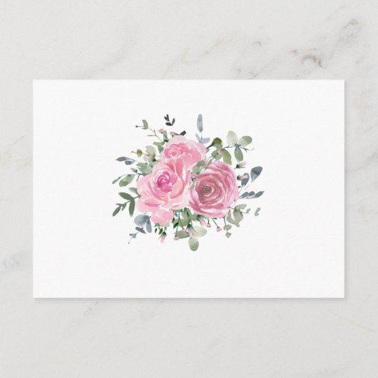 Dusty Roze Rozen Eucalyptus Bruiloft Details Informatiekaartje (Achterkant)