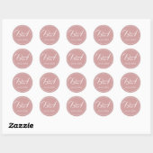 Dusty roze script typografie initialen bruiloft ronde sticker (Vel)
