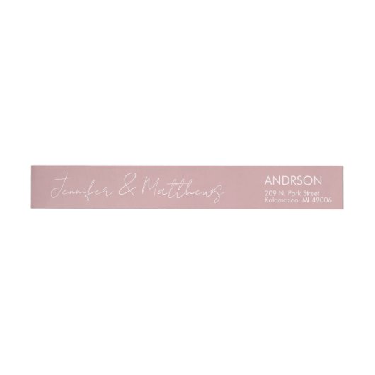 Dusty Roze Script Watermark Bruiloft Retouradres (Individueel)