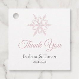 Dusty roze sneeuwvlokken winter bruiloft dank u bedankjes labels