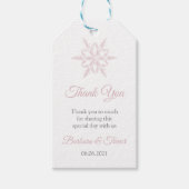 Dusty roze sneeuwvlokken winter bruiloft dank u cadeaulabel (Voorkant)