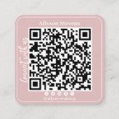 Dusty roze Social Media QR Code Foto Logo Vierkante Visitekaartje (Voorkant)