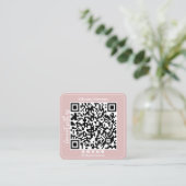 Dusty roze Social Media QR Code Foto Logo Vierkante Visitekaartje (Staand voorkant)