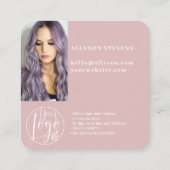 Dusty roze Social Media QR Code Foto Logo Vierkante Visitekaartje (Achterkant)