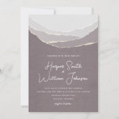 dusty roze torn papier bergt huwelijksuitnodiging kaart (Voorkant)