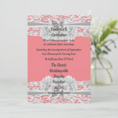 Dusty roze uitnodiging voor de bruiloft van witte  (Staand voorkant)