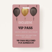 Dusty Roze Verjaardag Party Foto Custom Pass VIP Badge (Achterkant)