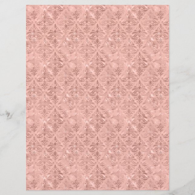 Dusty Roze Victoriaans Stijl Damask Scrapbook Papi (Voorkant)