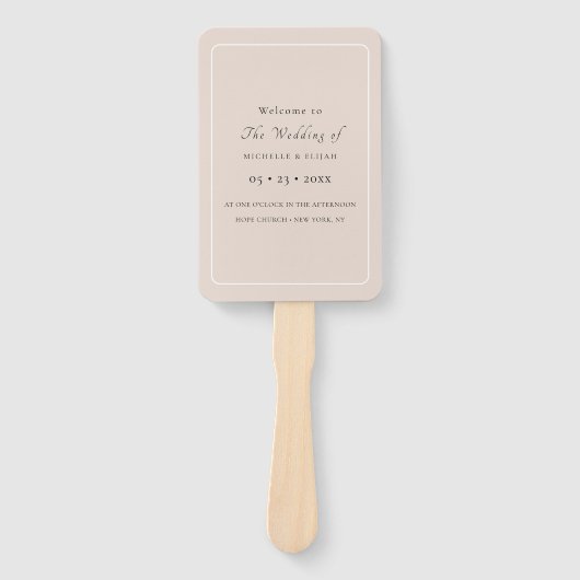 Dusty Roze Vierkante Bruiloft Programma Fans Handwaaier (Voorkant)