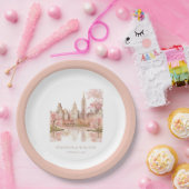 Dusty Roze Waterverf New York Bruiloft Papieren Bordje (Feest)