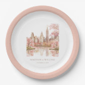 Dusty Roze Waterverf New York Bruiloft Papieren Bordje (Voorkant)