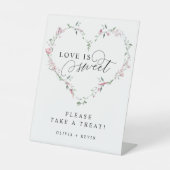 Dusty roze wilde bloemen hart liefde is zoete guns reclamebord met voetstuk (Voorkant)