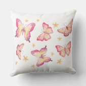 Dusty roze wit baby meisje naam vlinder kwekerij kussen (Achterkant)