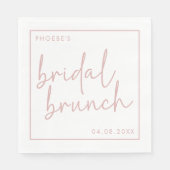 Dusty Roze & Wit Minimalistisch Script Bruids Brun Servet (Voorkant)