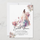 Dusty Rozen Bloemen Trouwjurk Vrijgezellenfeest Kaart (Voorkant)