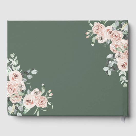 Dusty Rozen Eucalyptus bloemenschrift bruiloft Gastenboek (Achterkant)