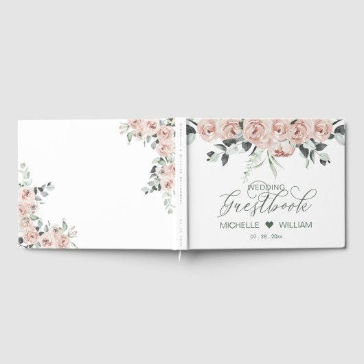 Dusty Rozen Eucalyptus Elegant Script Wedding Gastenboek (Volledig)