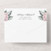 Dusty Rozen Floral Gold Circle Bruiloft All In One Uitnodiging (Achterkant)