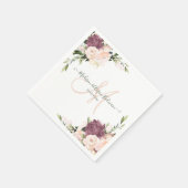 Dusty Rozen Monogram Floral Waterverf Servet (Hoek)