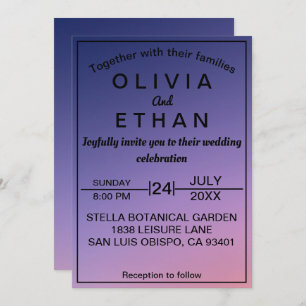 Dusty rustic paarse elegant Wedding Invitation Kaart