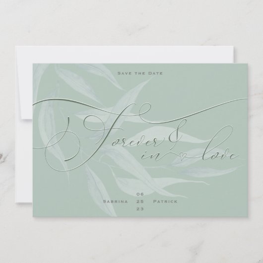 Dusty Sage Anemone Foliage Forever in Love Save The Date (Voorkant)