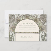 Dusty Sage Art Nouveau bruiloft Bedankkaart (Voorkant)