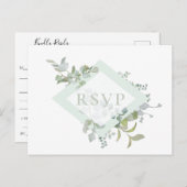 Dusty Sage Botanical Wedding RSVP Song Aanvraag Uitnodiging Briefkaart (Voorkant / Achterkant)
