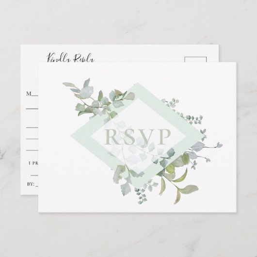 Dusty Sage Botanical Wedding RSVP Song Aanvraag Uitnodiging Briefkaart (Voorkant / Achterkant)