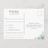 Dusty Sage Botanical Wedding RSVP Song Aanvraag Uitnodiging Briefkaart (Achterkant)