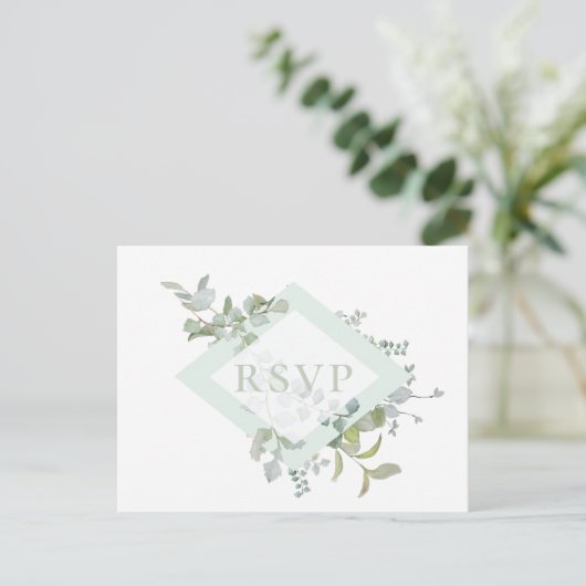 Dusty Sage Botanical Wedding RSVP Song Aanvraag Uitnodiging Briefkaart (Staand voorkant)