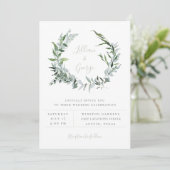 Dusty Sage Botanical Wreath Wedding Invitation Aankondiging (Staand voorkant)