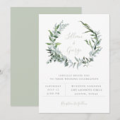Dusty Sage Botanical Wreath Wedding Invitation Aankondiging (Voorkant / Achterkant)