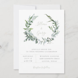 Dusty Sage Botanical Wreath Wedding Invitation Aankondiging