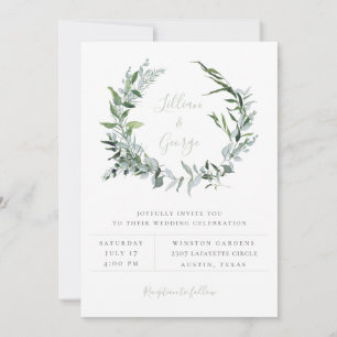 Dusty Sage Botanical Wreath Wedding Invitation Aankondiging