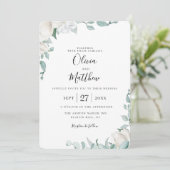 Dusty Sage Botanische bruiloft uitnodiging (Staand voorkant)