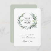 Dusty Sage Botanische Wreater sparen de datum Aankondiging (Voorkant / Achterkant)