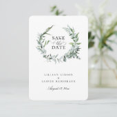 Dusty Sage Botanische Wreater sparen de datum Aankondiging (Staand voorkant)