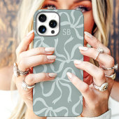 Dusty Sage Bow Monogram Case-Mate iPhone Case