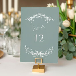 Dusty Sage Cottage Wedding Table Number Card Sign Kaart
