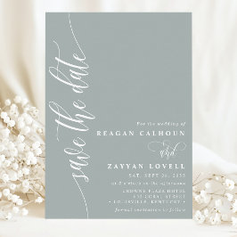 Dusty Sage Eenvoudig Modern Script De datum opslaa Save The Date