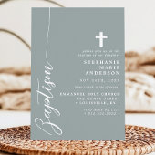 Dusty Sage Eenvoudig Modern Script Doop Kaart