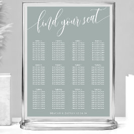 Dusty Sage Eenvoudige Bruiloft Zittafel Grafiek Poster