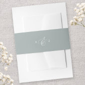 Dusty Sage Elegant Eenvoudig Monogram Bruiloft Uitnodigingen Wikkel