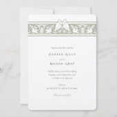 Dusty Sage en Duif Witte Tortelduifjes Bruiloft Kaart (Voorkant)