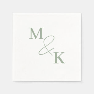 Dusty Sage Green Ampersand Monogram Wedding Napkin Servet