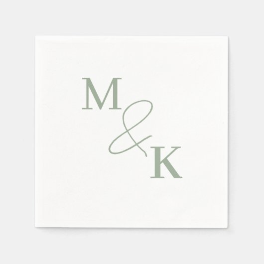 Dusty Sage Green Ampersand Monogram Wedding Napkin Servet (Voorkant)